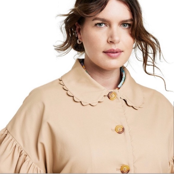 NWT Target Kika Vargas Scalloped Edge Trimmed Tan Trench Coat - Picture 4 of 15